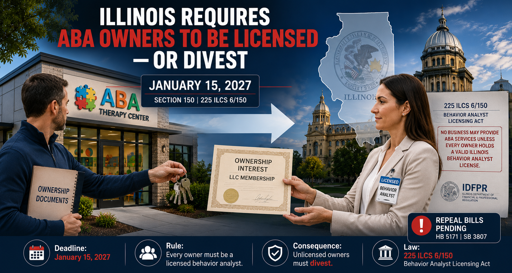 Illinois requires every ABA owner to be a licensed analyst, or divest by January 2027